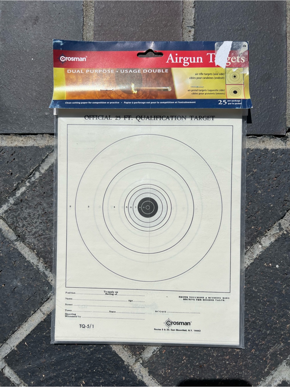 NWT 25 Pack of Crosman Official Air Paper Target for Hunting Target Practice